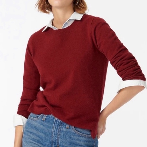 J. Crew Cashmere slim-fit crewneck sweater in Burgundy - Picture 1 of 16